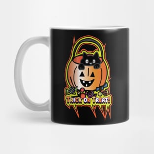 Cute Black Cat Trick or Treat Pumpkin Mug